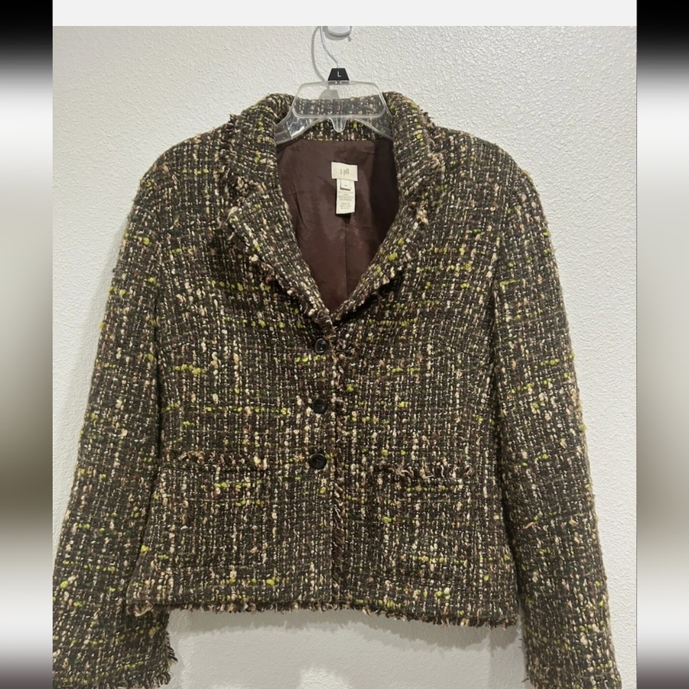 J.JILL Wool Blend Nubby Tweed Lined Blazer - Size 4